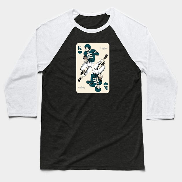 Philadelphia Eagles King of Hearts Baseball T-Shirt by Rad Love